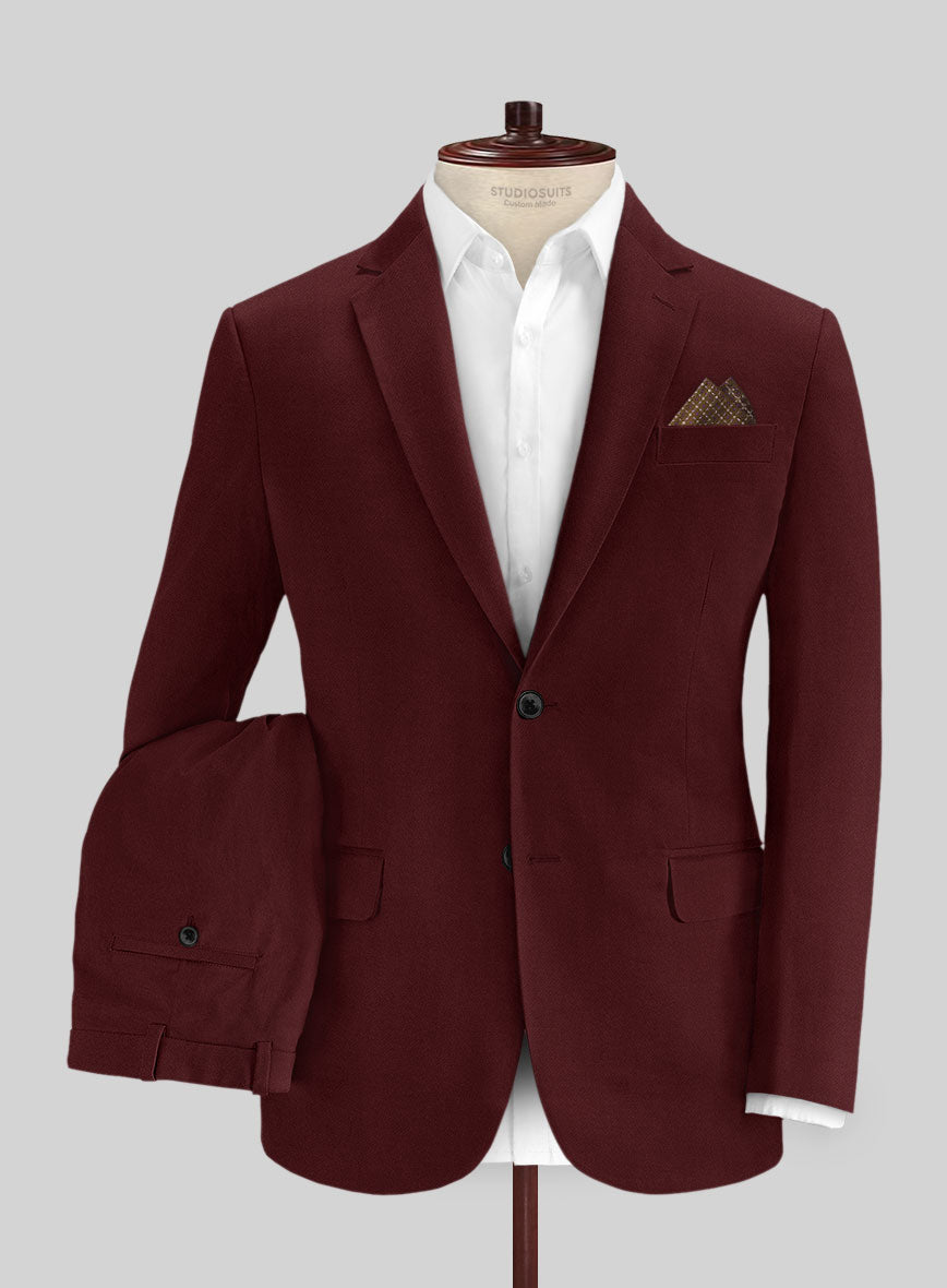 Italian Maroon Cotton Stretch Suit - StudioSuits