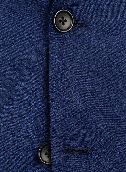 Italian Melange Blue Angora Wool Jacket - StudioSuits