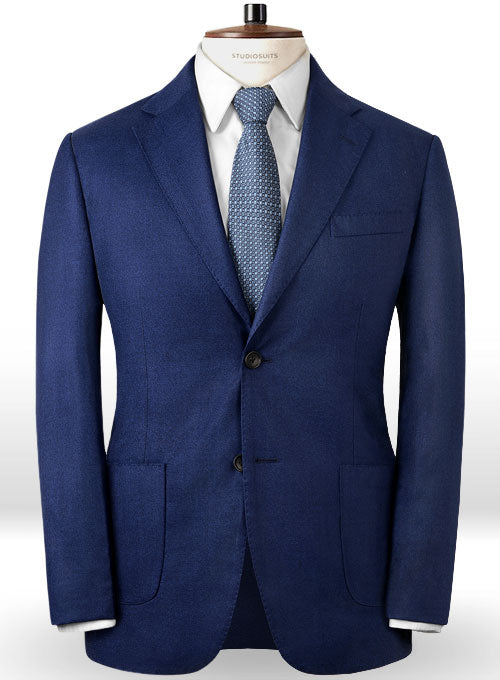 Italian Melange Blue Angora Wool Jacket - 40R - StudioSuits