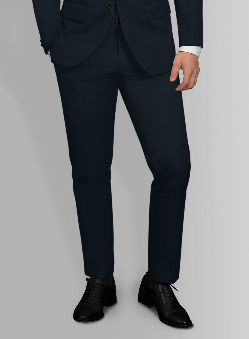 Italian Midnight Blue Cotton Stretch Pants - StudioSuits