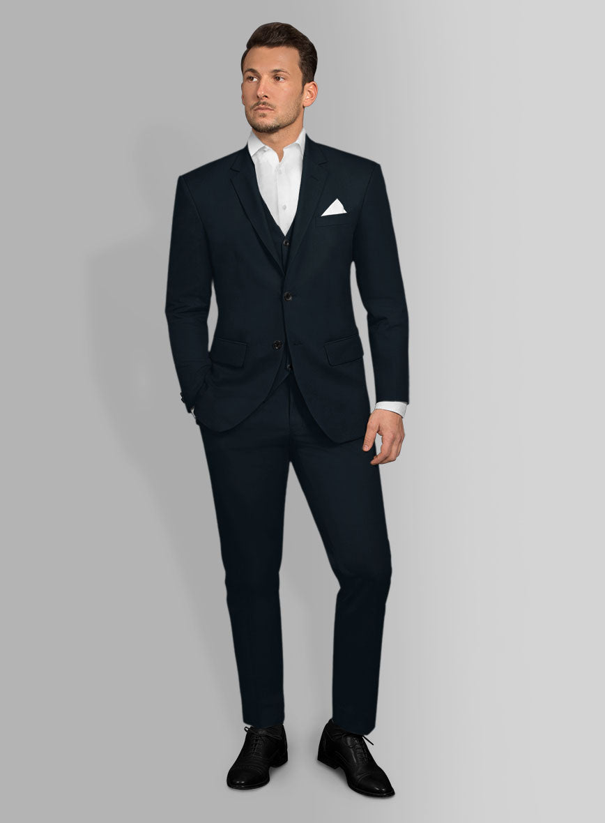Italian Midnight Blue Cotton Stretch Suit - StudioSuits