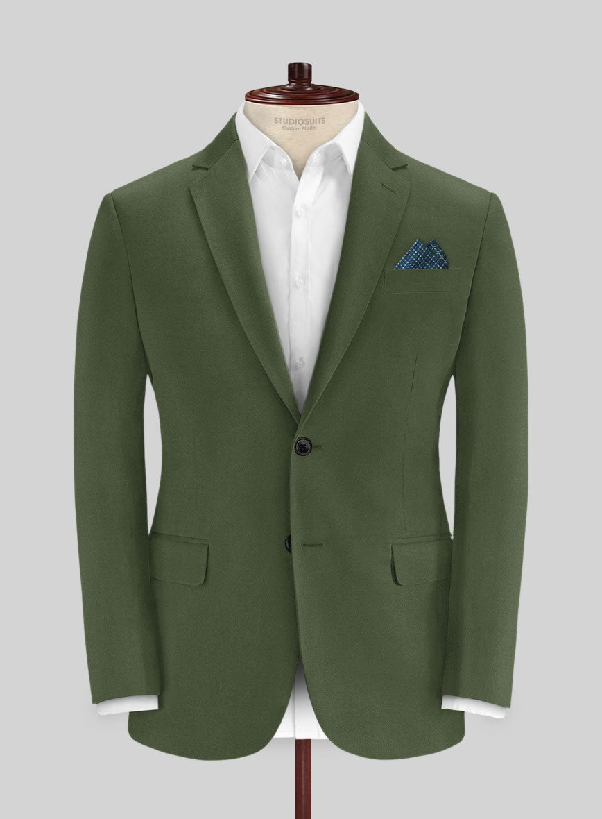 Italian Military Green Cotton Stretch Jacket - StudioSuits