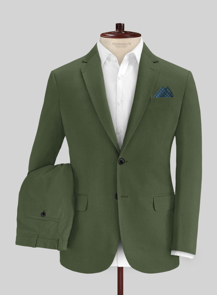 Italian Military Green Cotton Stretch Suit - StudioSuits
