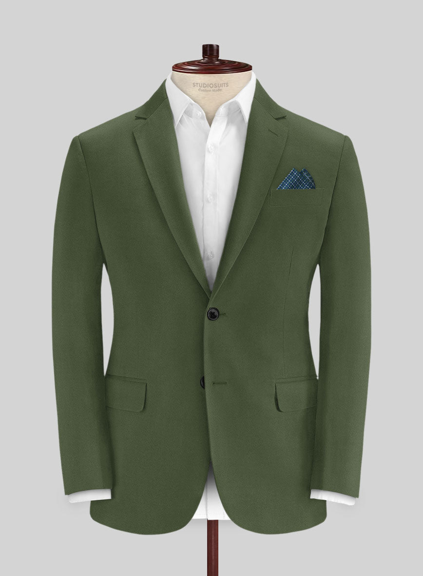 Italian Military Green Cotton Stretch Suit - StudioSuits
