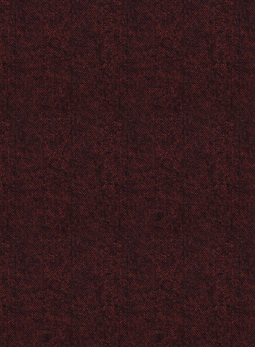 Italian Miteo Wine Herringbone Wool Jacket - StudioSuits