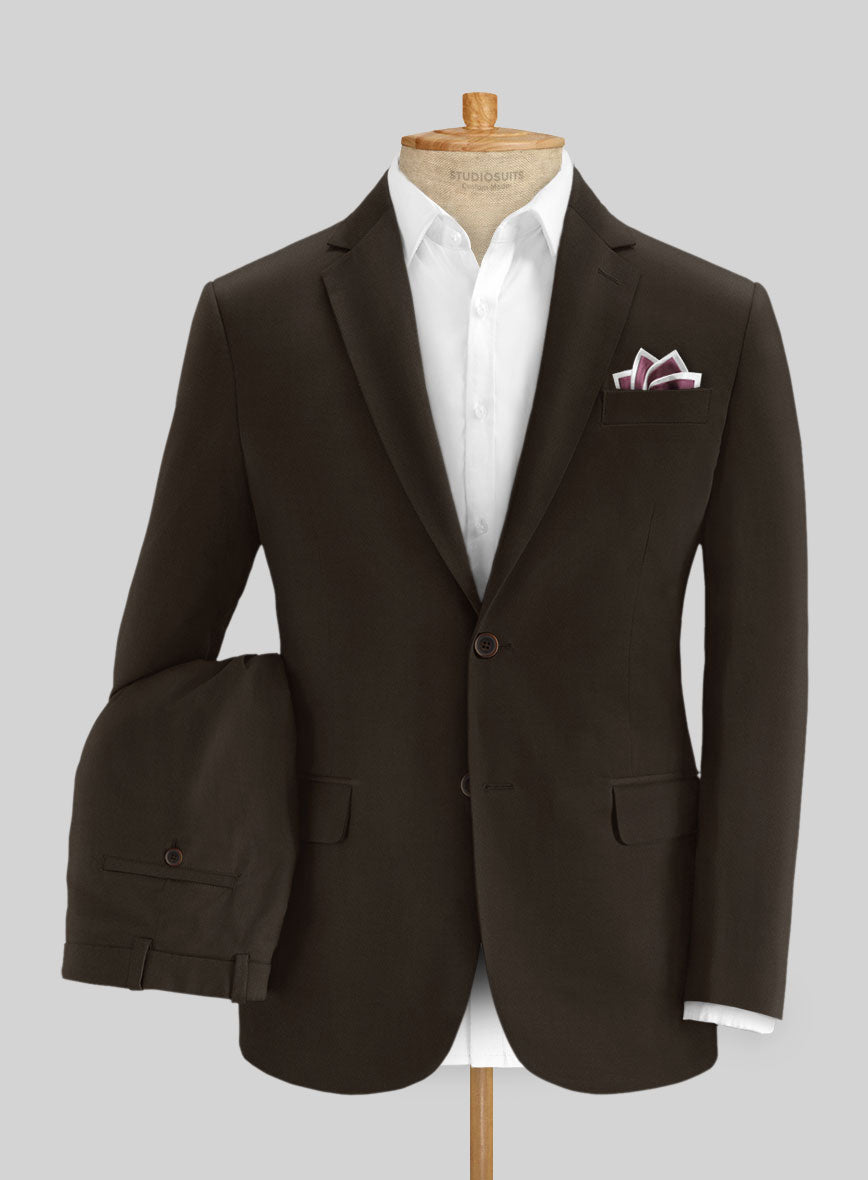 Italian Mocha Brown Cotton Stretch Suit - StudioSuits