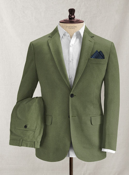 Italian Moss Green Cotton Stretch Suit - StudioSuits