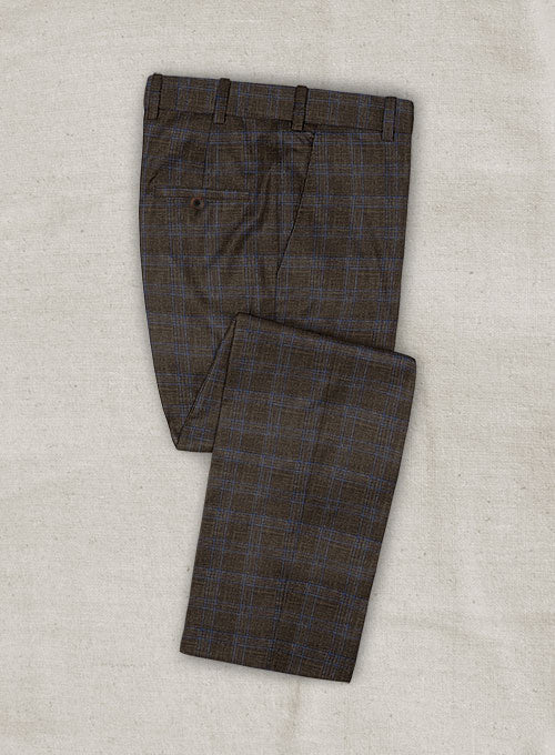 Italian Murano Gan Callo Brown Wool Linen Pants - StudioSuits