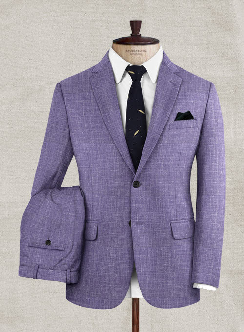 Italian Murano Manganese Violet Wool Linen Suit - StudioSuits