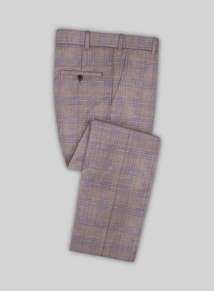 Italian Murano Alfebo Brown Wool Linen Pants - StudioSuits