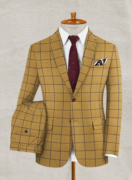 Italian Murano Acelle Checks Wool Linen Suit - StudioSuits