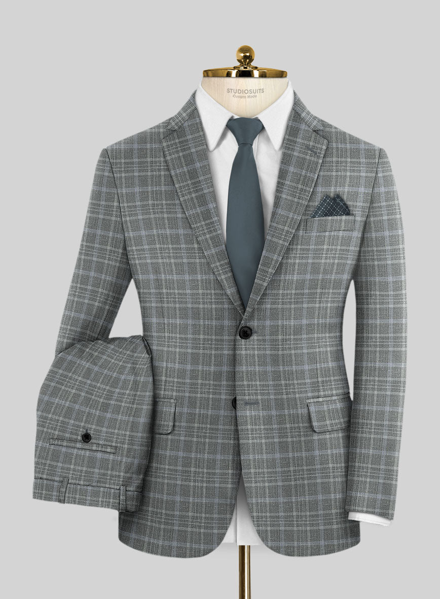 Italian Murano Aceo Checks Wool Linen Silk Suit - StudioSuits