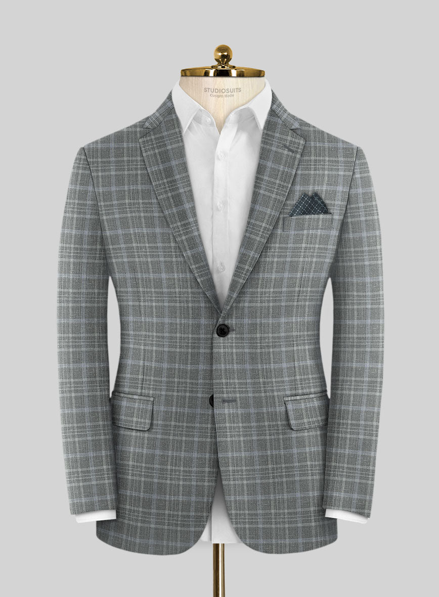 Italian Murano Aceo Checks Wool Linen Silk Suit - StudioSuits