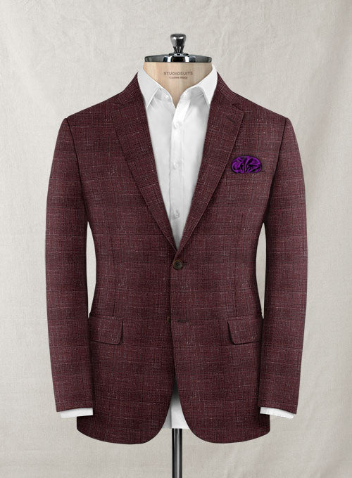 Italian Murano Achale Red Wool Linen Jacket - StudioSuits