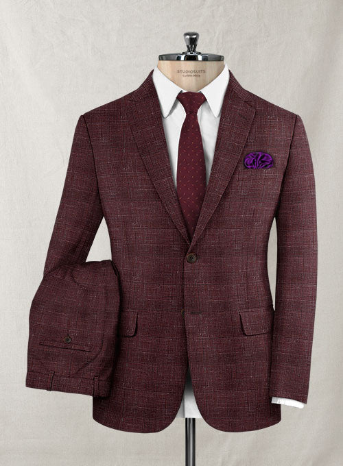 Italian Murano Achale Red Wool Linen Suit - StudioSuits