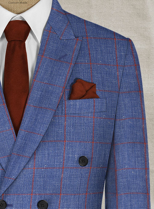 Italian Murano Arcano Blue Wool Linen Jacket - StudioSuits