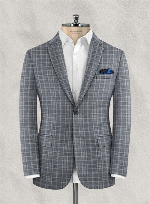 Italian Murano Agimo Gray Blue Wool Linen Jacket - StudioSuits