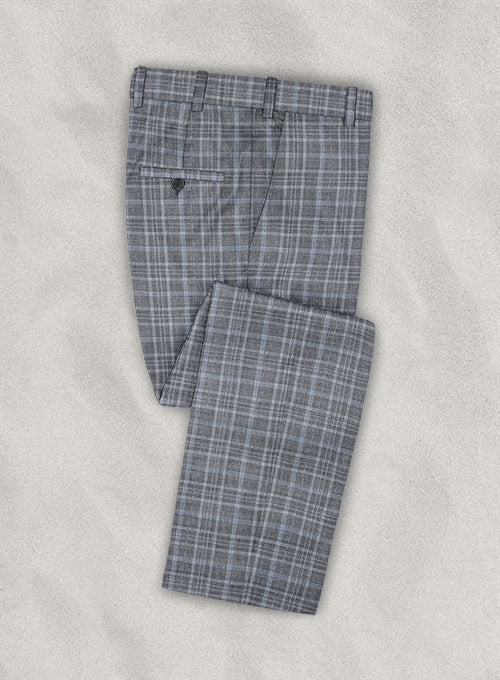 Italian Murano Agimo Gray Blue Wool Linen Pants - StudioSuits