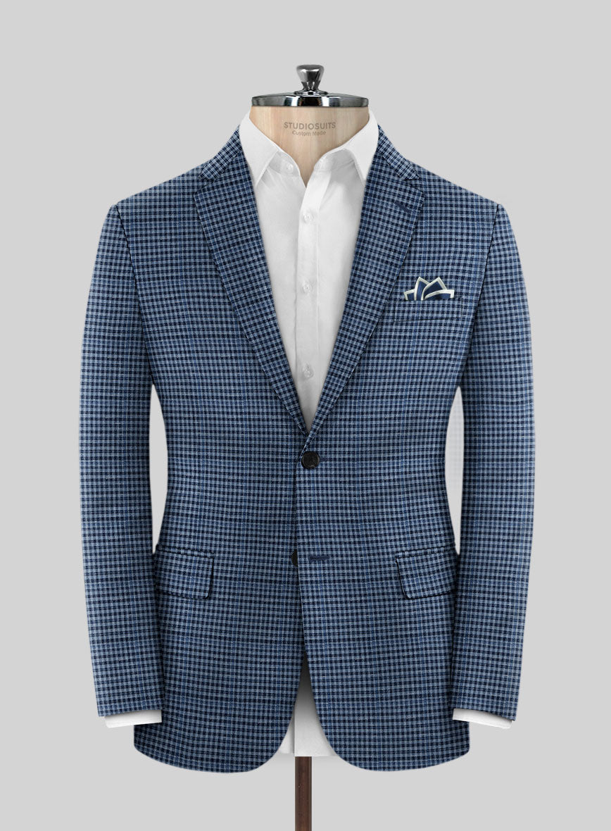 Italian Murano Ramesa Blue Wool Linen Silk Suit - StudioSuits