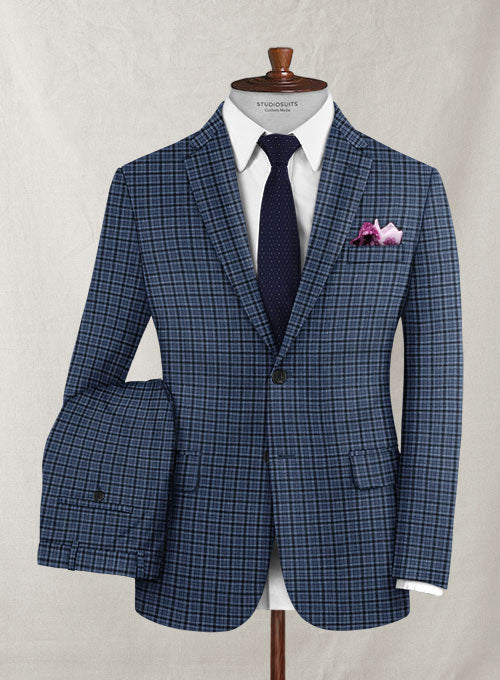 Italian Murano Amila Blue Wool Linen Suit - StudioSuits