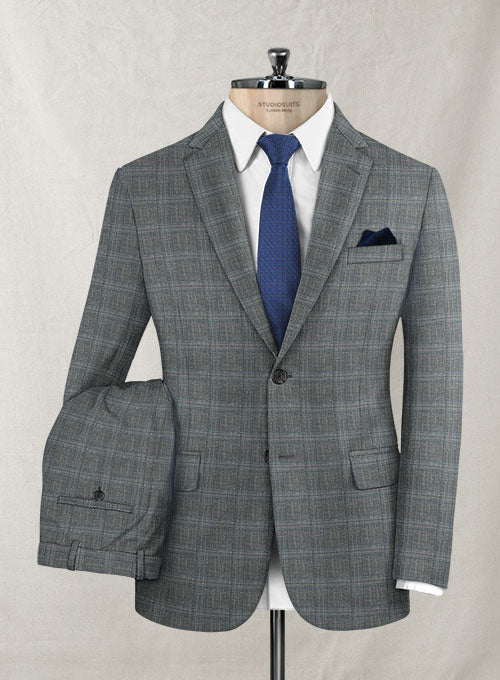 Italian Murano Andrez Checks Wool Linen Suit - StudioSuits