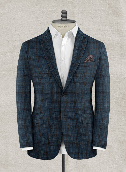 Italian Murano Ariasa Blue Wool Linen Jacket - StudioSuits