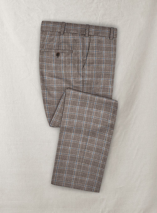 Italian Murano Asmiro Brown Wool Linen Pants - StudioSuits