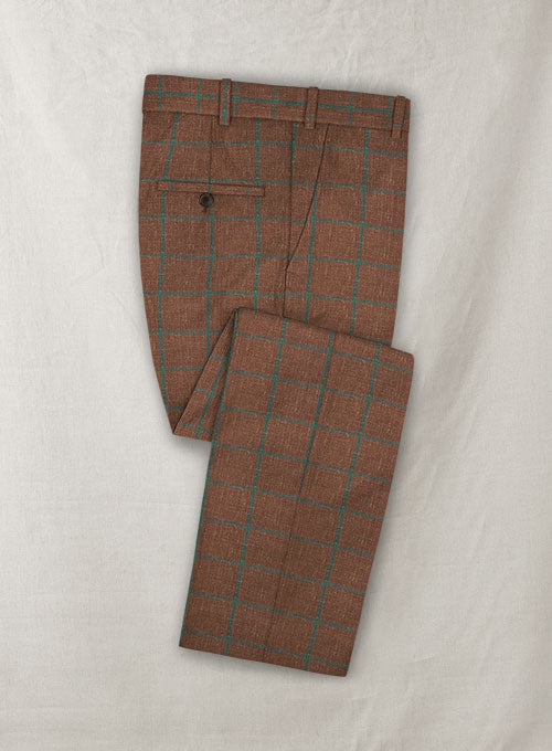 Italian Murano Aureta Brown Wool Linen Pants - StudioSuits