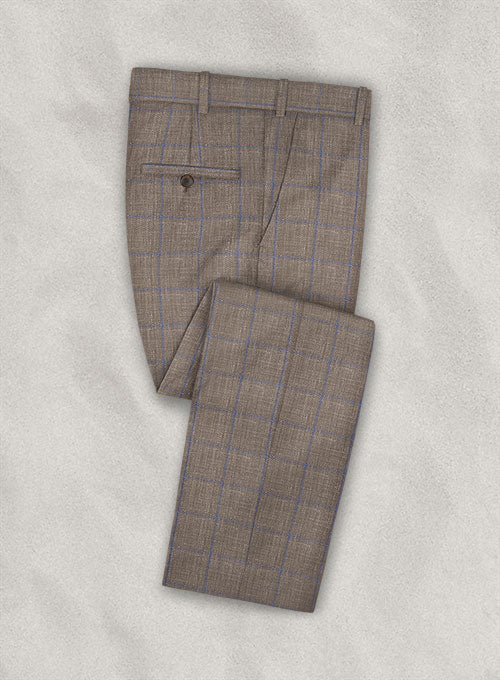 Italian Murano Baregi Brown Wool Linen Pants - StudioSuits