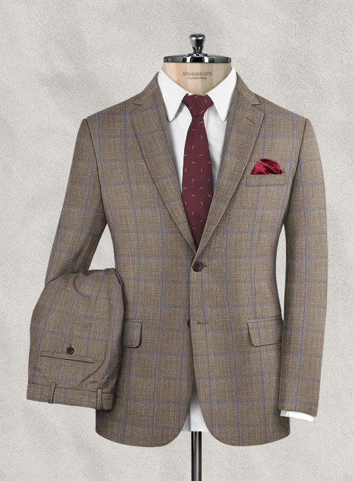 Italian Murano Baregi Brown Wool Linen Suit - StudioSuits