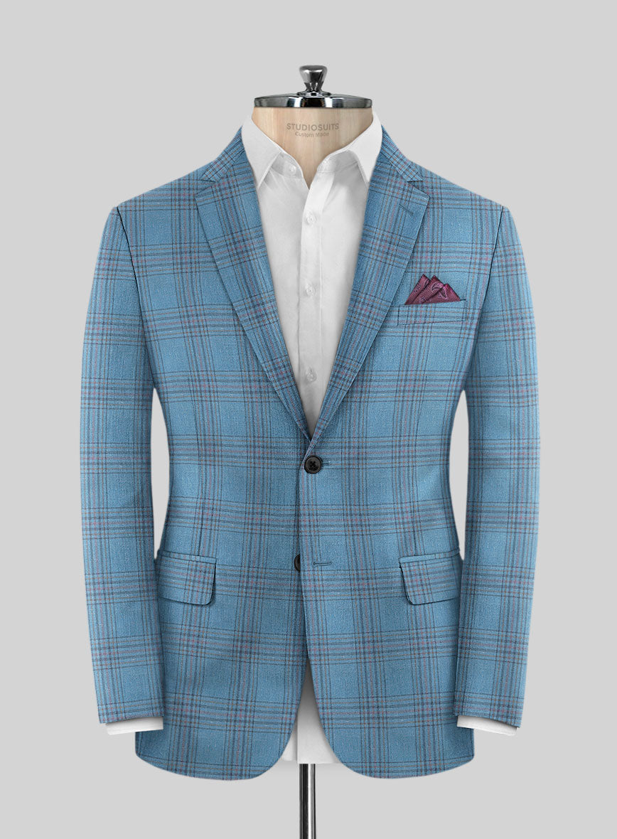 Italian Murano Beni Blue Wool Linen Silk Jacket - StudioSuits