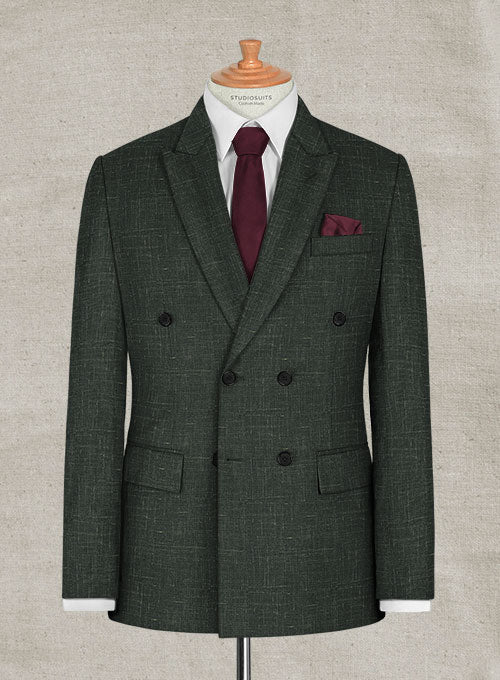 Italian Murano Bottle Green Wool Linen Suit - StudioSuits