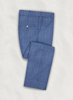 Italian Murano Cadel Blue Wool Linen Pants - StudioSuits