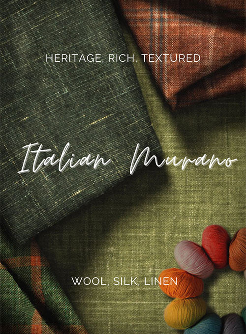 Italian Murano Cadel Blue Wool Linen Pants - StudioSuits