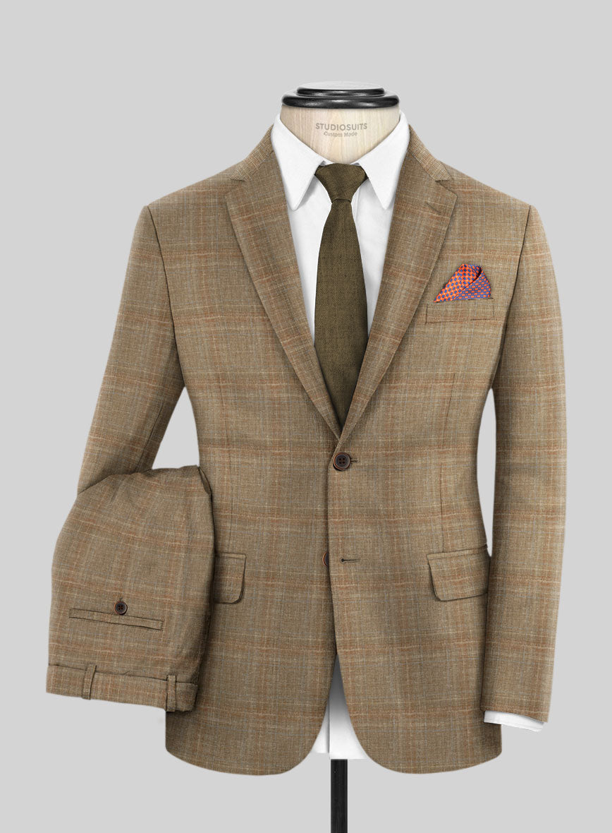 Italian Murano Ocavi Brown Wool Linen Silk Suit - StudioSuits