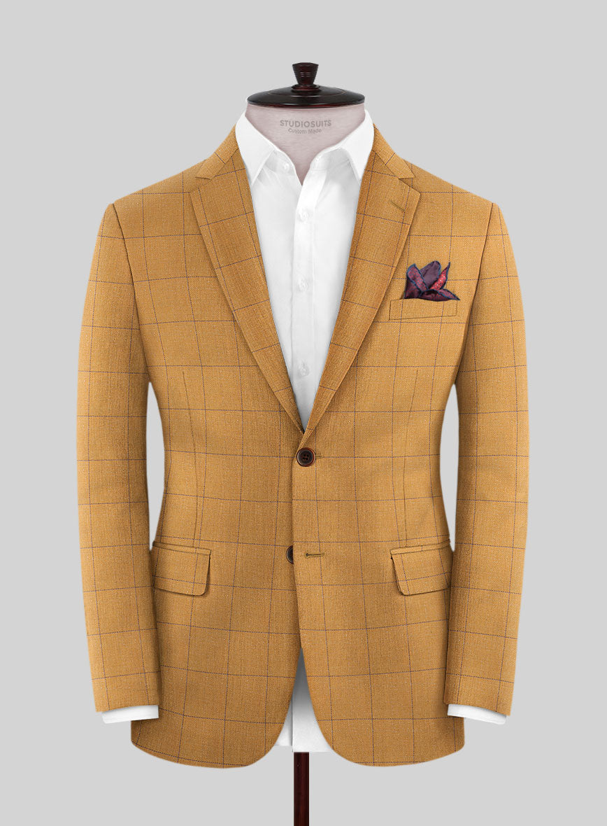 Italian Murano Cimio Mustard Wool Linen Silk Jacket - StudioSuits