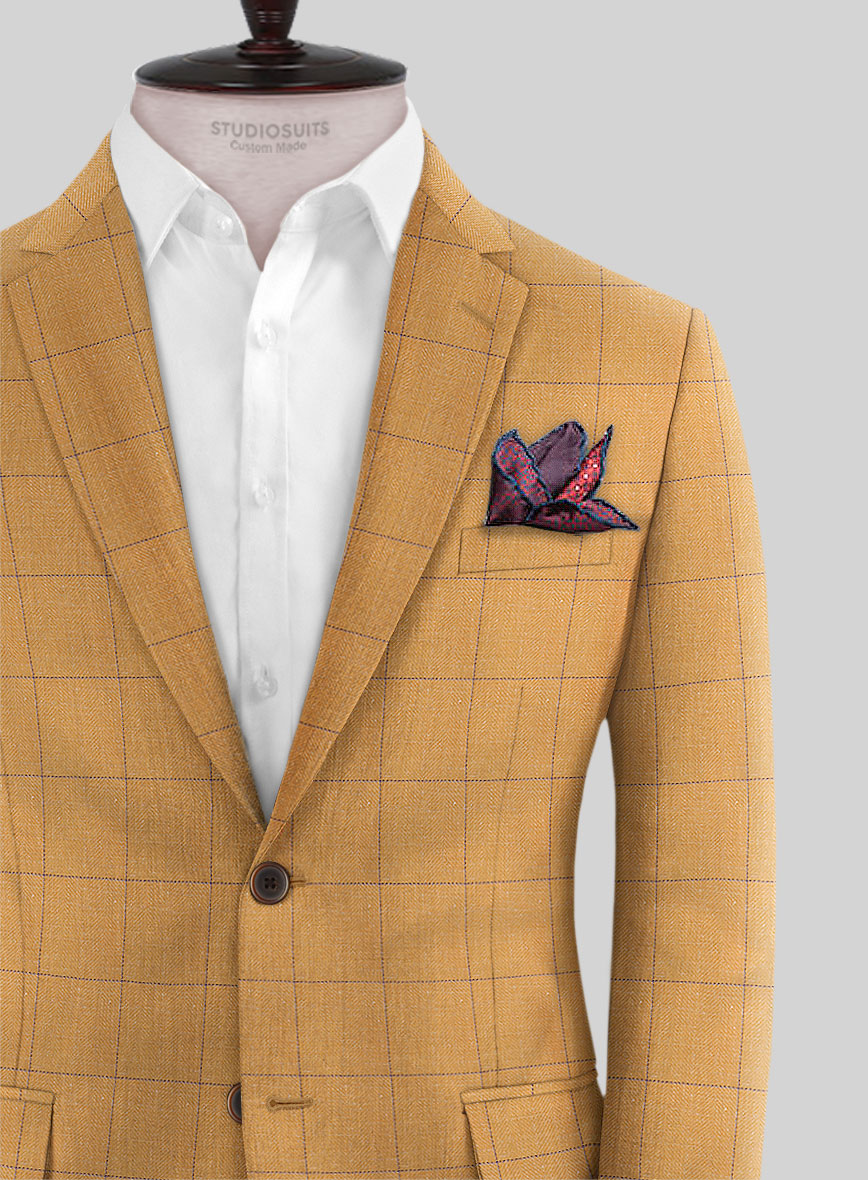 Italian Murano Cimio Mustard Wool Linen Silk Jacket - StudioSuits
