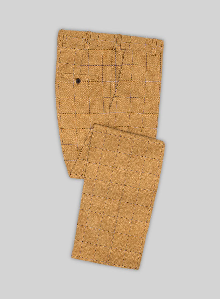 Italian Murano Cimio Mustard Wool Linen Silk Pants - StudioSuits