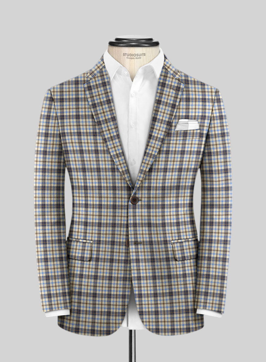 Italian Murano Cipco Checks Wool Linen Silk Jacket - StudioSuits