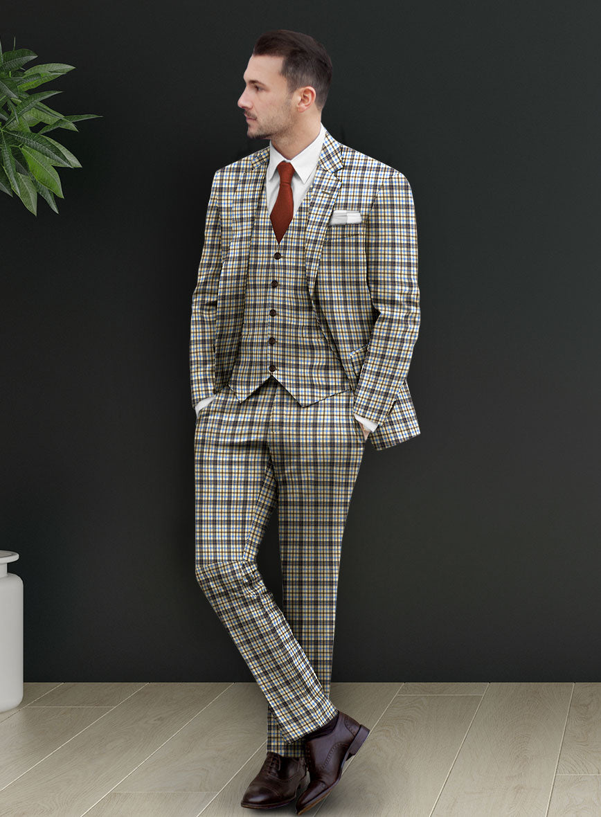 Italian Murano Cipco Checks Wool Linen Silk Suit - StudioSuits