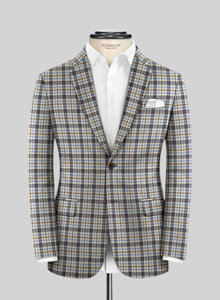 Italian Murano Cipco Checks Wool Linen Silk Suit - StudioSuits