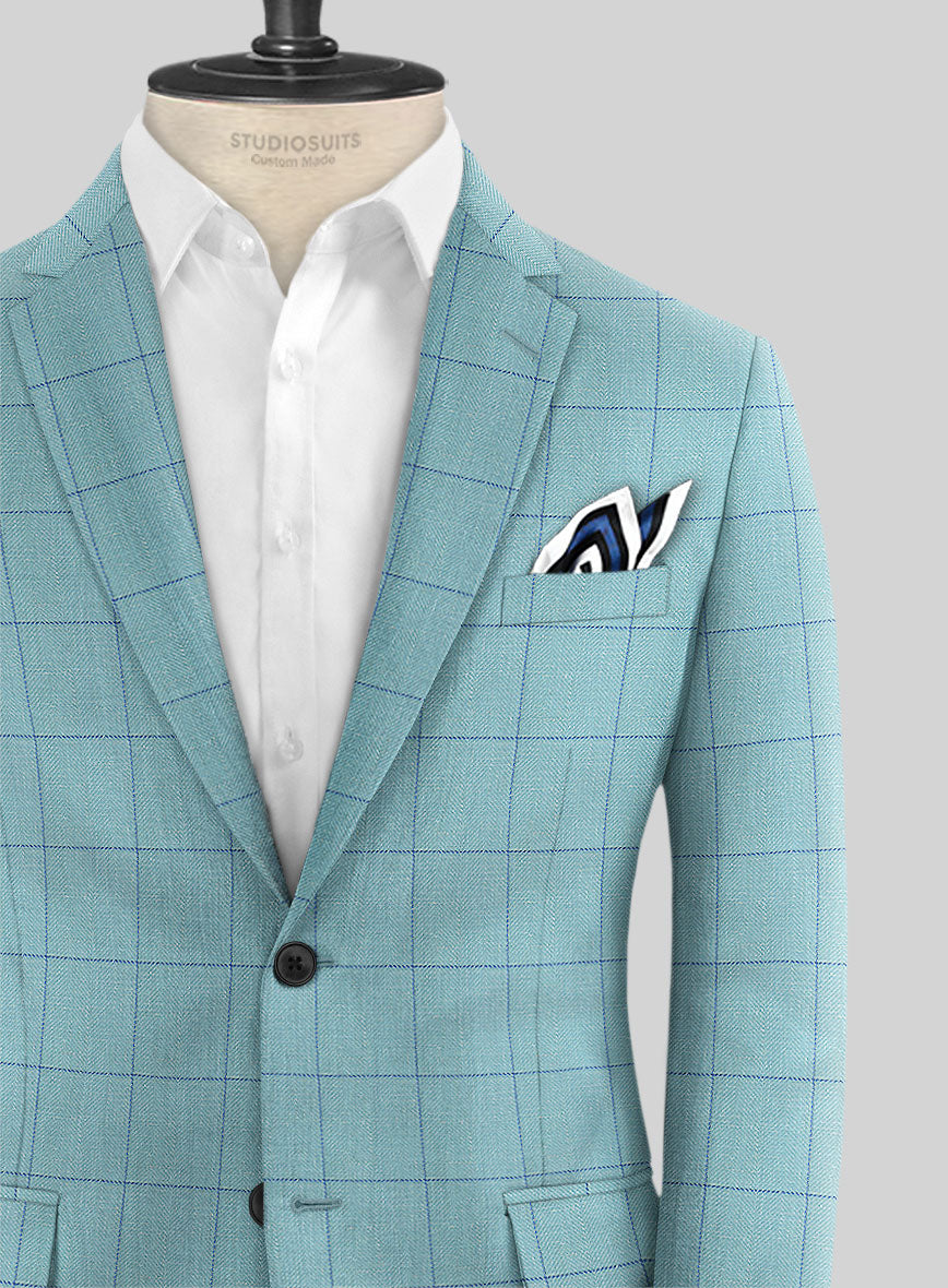 Italian Murano Domar Blue Wool Linen Silk Jacket – StudioSuits