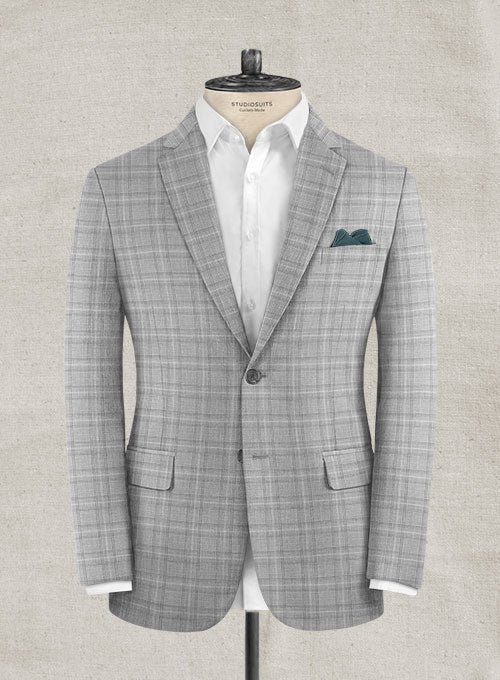 Italian Murano Earga Light Gray Wool Linen Jacket - StudioSuits