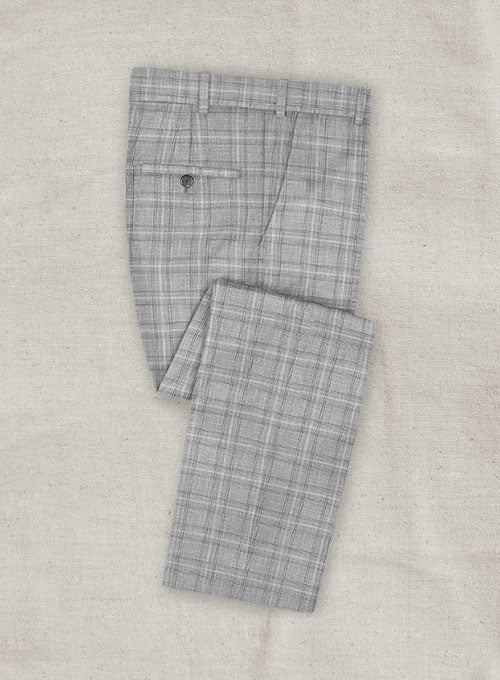Italian Murano Earga Light Gray Wool Linen Pants - StudioSuits