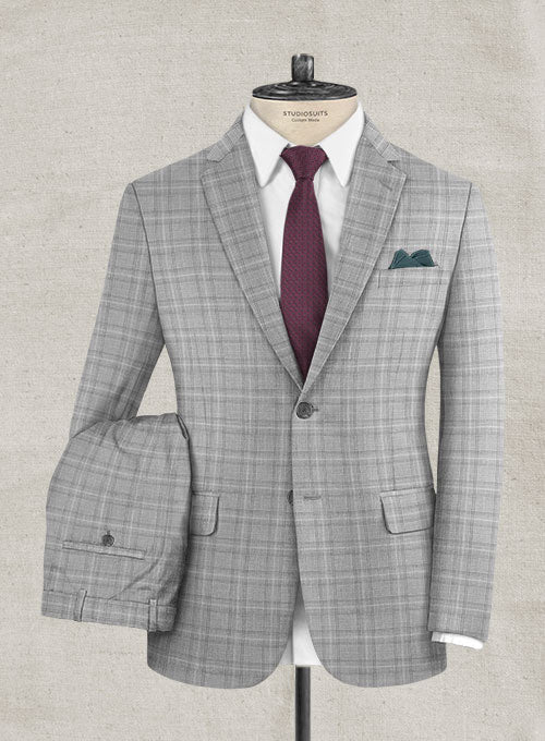 Italian Murano Earga Light Gray Wool Linen Suit - StudioSuits