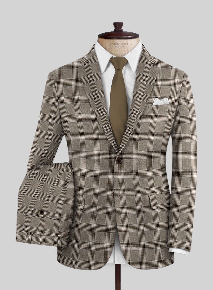 Italian Murano Ejan Brown Wool Linen Silk Suit - StudioSuits