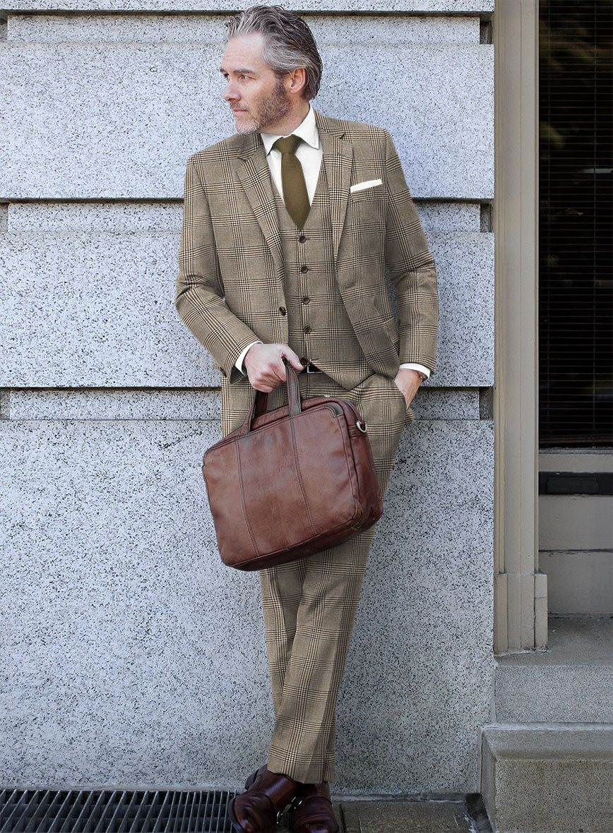 Italian Murano Ejan Brown Wool Linen Silk Suit - StudioSuits