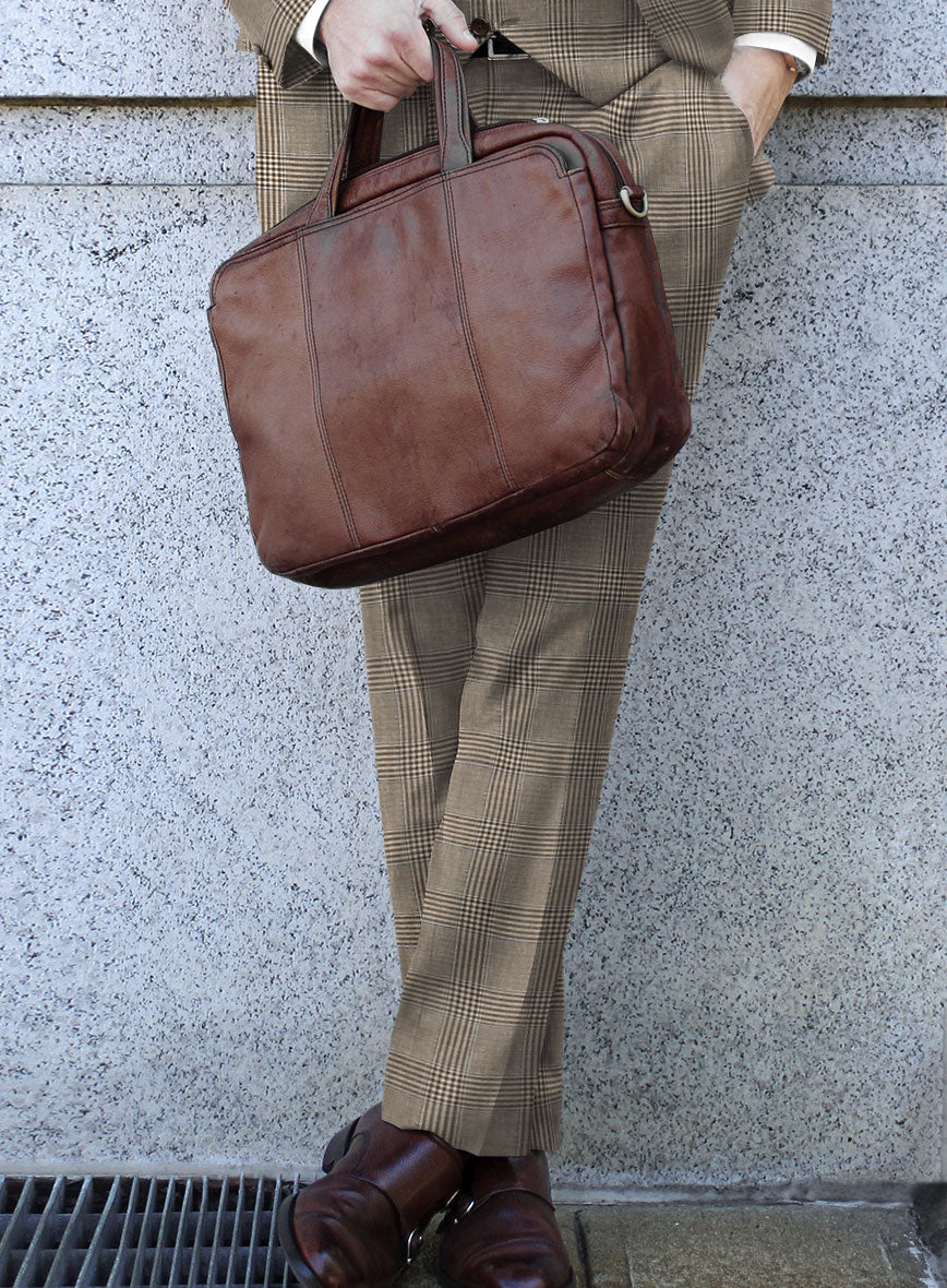 Italian Murano Ejan Brown Wool Linen Silk Suit - StudioSuits