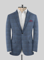 Italian Murano Enora Blue Wool Linen Silk Jacket - StudioSuits