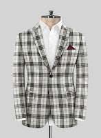 Italian Murano Ernio Checks Wool Linen Silk Jacket - StudioSuits